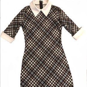 Contrast collar plaid dress